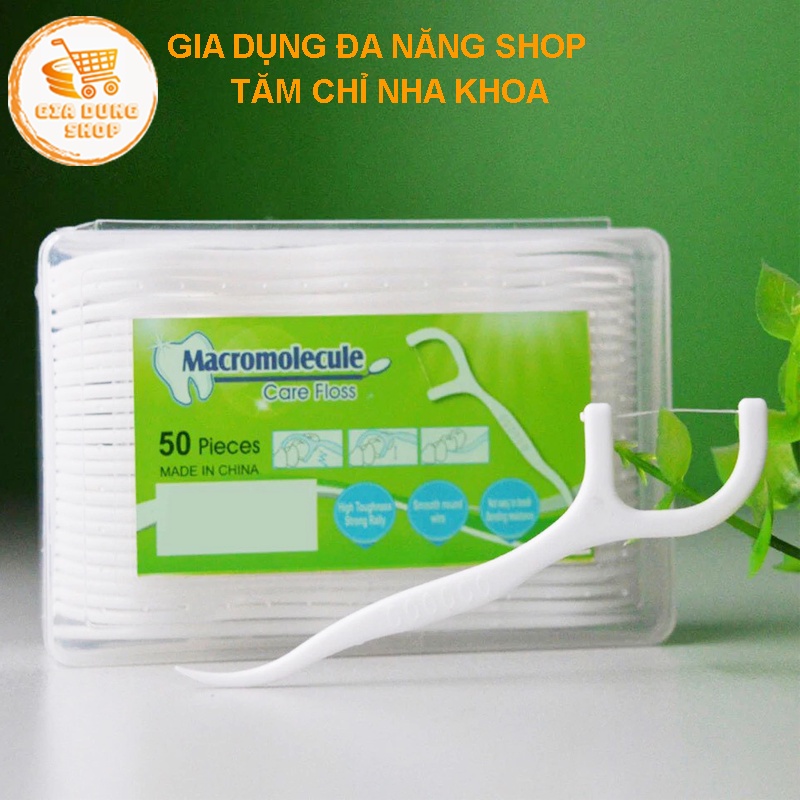 Tăm chỉ nha khoa vệ sinh răng miệng hộp 50 cây