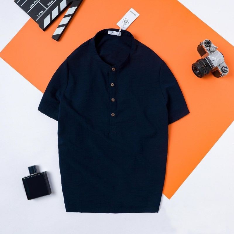 Áo Đũi Nam Cộc Tay Cổ Tàu Vải Đũi Thái, Form Chuẩn Mặc Mát Lạnh AD63 | BigBuy360 - bigbuy360.vn