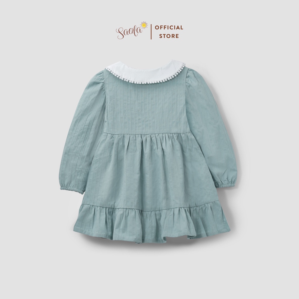 Đầm Bé Gái/ Váy Bé Gái Cổ Tròn Bâu Lá Sen Tay Dài Đáng Yêu - DORIS DRESS - DRC027 - SAOLA KIDS CLOTHING