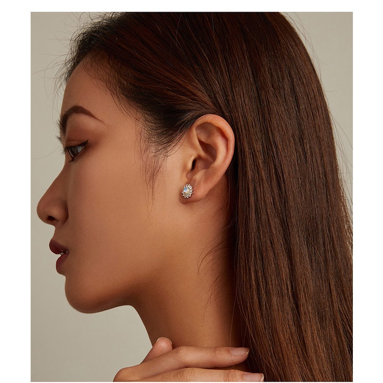 Khuyên tai Bamoer BSE570 bạc thật 925 hình mặt trời chói loá thời trang cho nữ