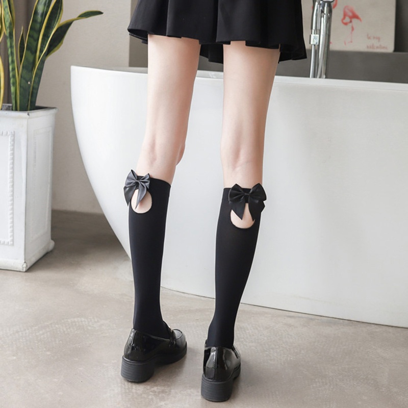 Xixi Tất Ống Lửng Đính Nơ Sau Lưng Phong Cách Lolita Dành Cho Nữ