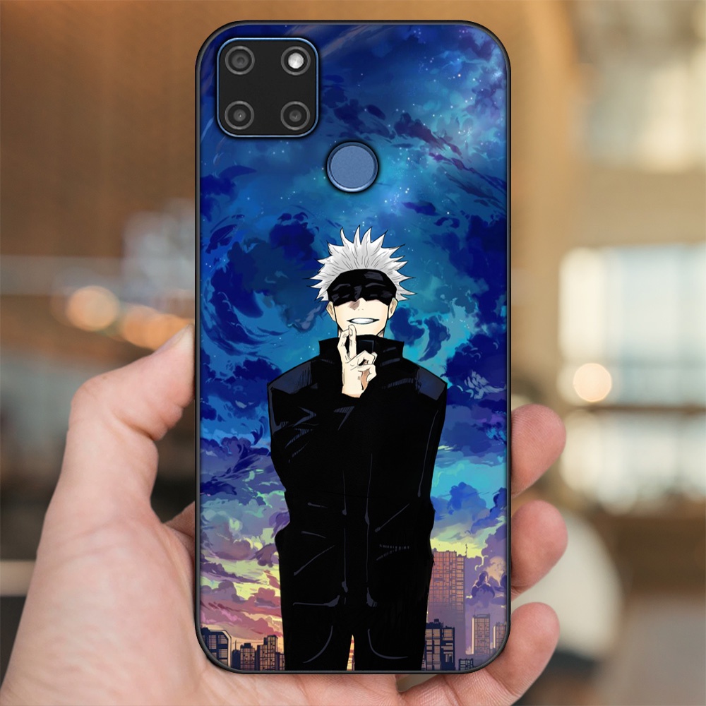 Ốp lưng Realme C12, C21Y viền đen in hình Satoru Jujutsu Kaisen