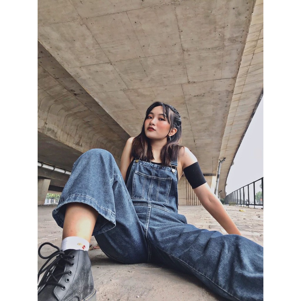 Quần yếm jeans MINION CLOTHING dáng Unisex form rộng Ulzzang Streetwear Hàn Quốc chất bò dày dặn QY3259