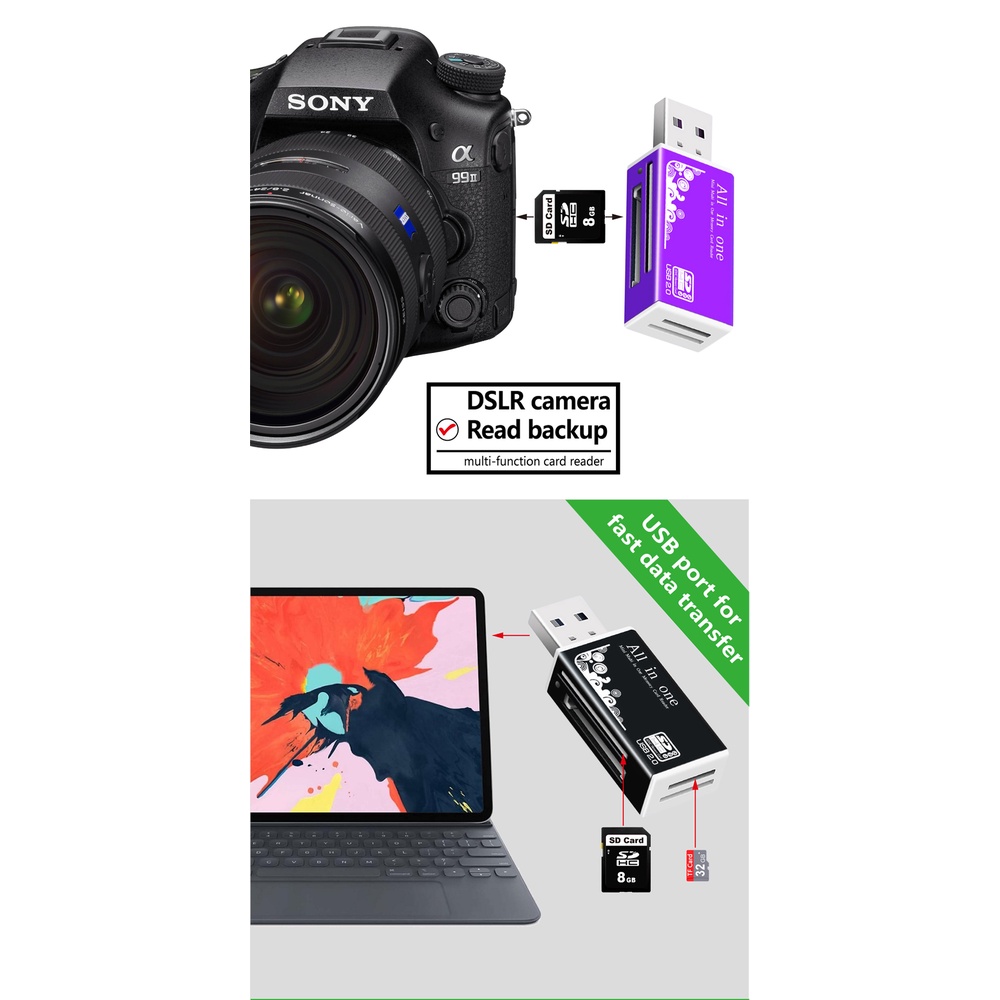 Đầu Đọc Thẻ Nhớ OTG SD USB C 2 Trong 1 USB TF / Mirco SD Thông Minh