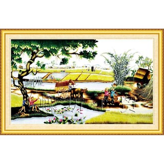 Tranh thêu phong cảnh làng quê 222139