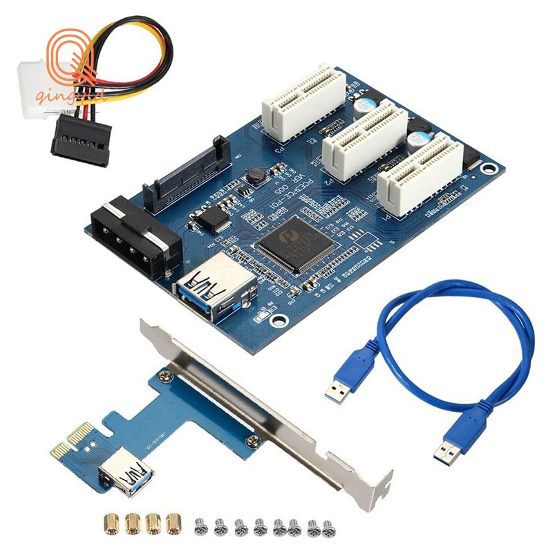 Bảng Mạch Chuyển Đổi Pci-E Express 1x Sang 3 Cổng 1x Kèm Cáp Usb