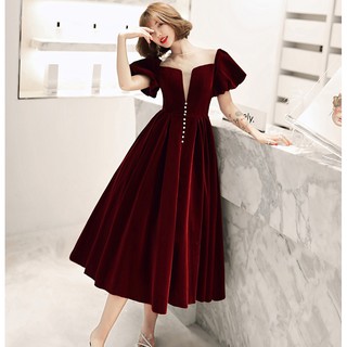 Đầm nhung phối ren cổ - VBEO227B