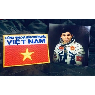 Patch vải sticker nhám dính cờ Việt Nam Phạm Tuân, cờ đỏ sao vàng thêu full chỉ