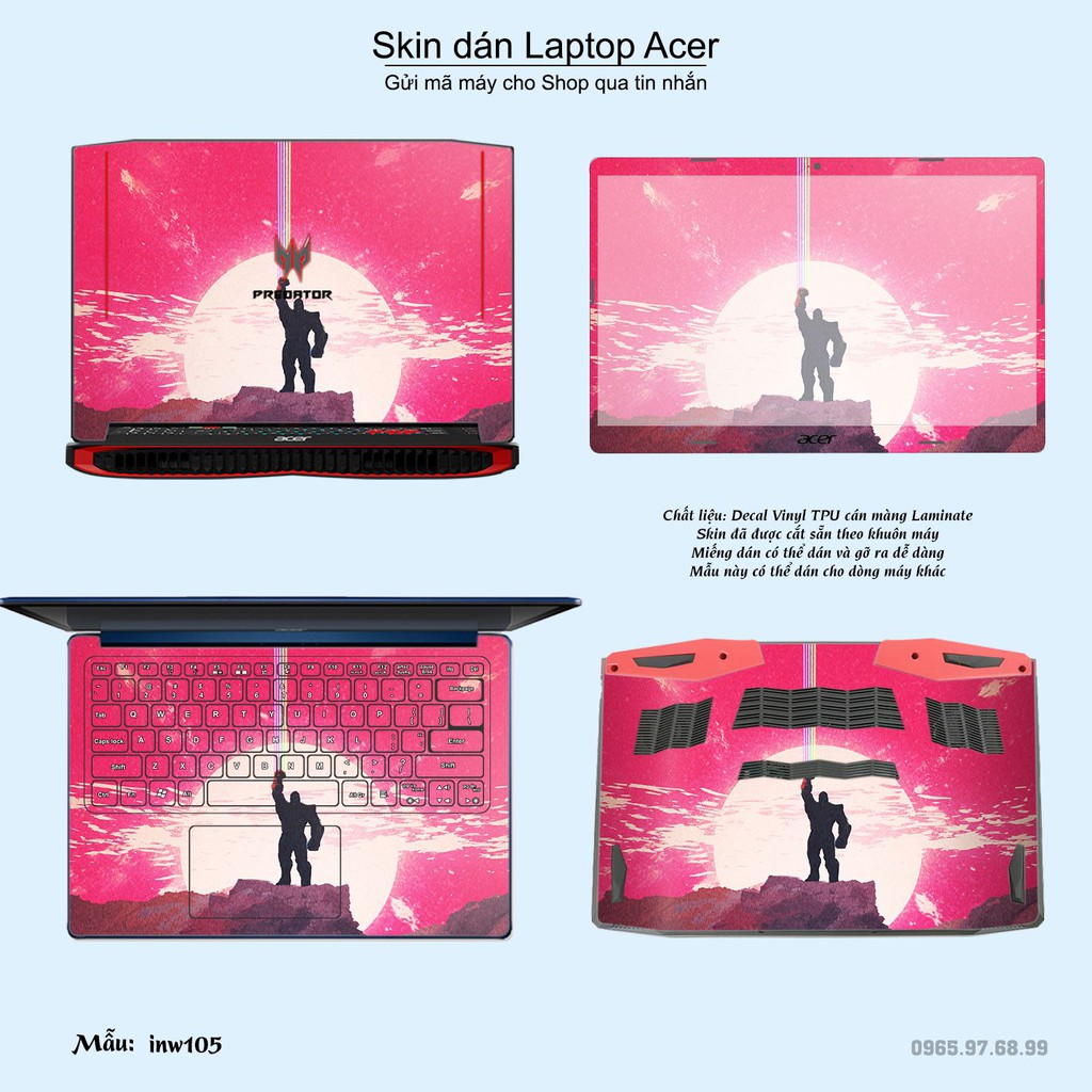 Skin dán Laptop Acer in hình Inifinity War (inbox mã máy cho Shop)