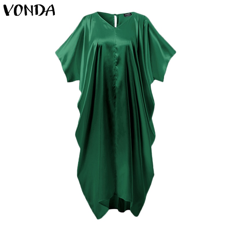 Đầm VONDA dáng dài xếp ly tay lỡ cánh dơi dáng rộng phong cách vintage thời trang dành cho nữ