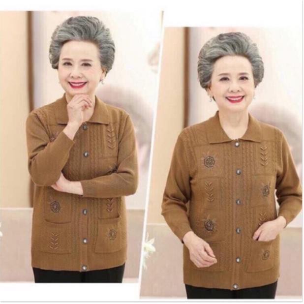 Hàng Mới - Áo Khoác len trung niên cho người lớn tuổi from rộng từ 50->80kg K88