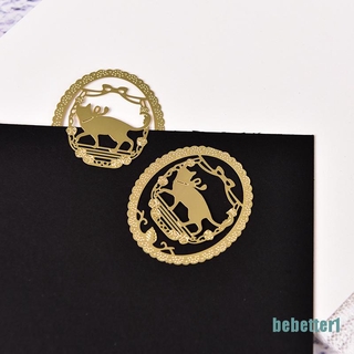 1 Thẻ Đánh Dấu Trang Sách Hình Mèo Bằng Kim Loại