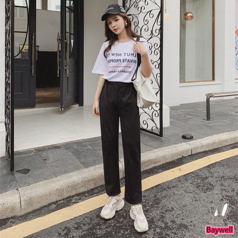 [Baywellfashion]Quần Ống Rộng Lưng Cao Thời Trang Cho Nữ