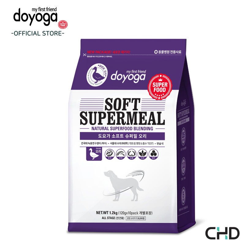 THỨC ĂN HẠT MỀM CAO CẤP DÀNH CHO CHÓ CHỨA THỊT VỊT - DOYOGA SOFT SUPERMEAL DUCK - 1,2 KG (Gồm 10 gói nhỏ bên