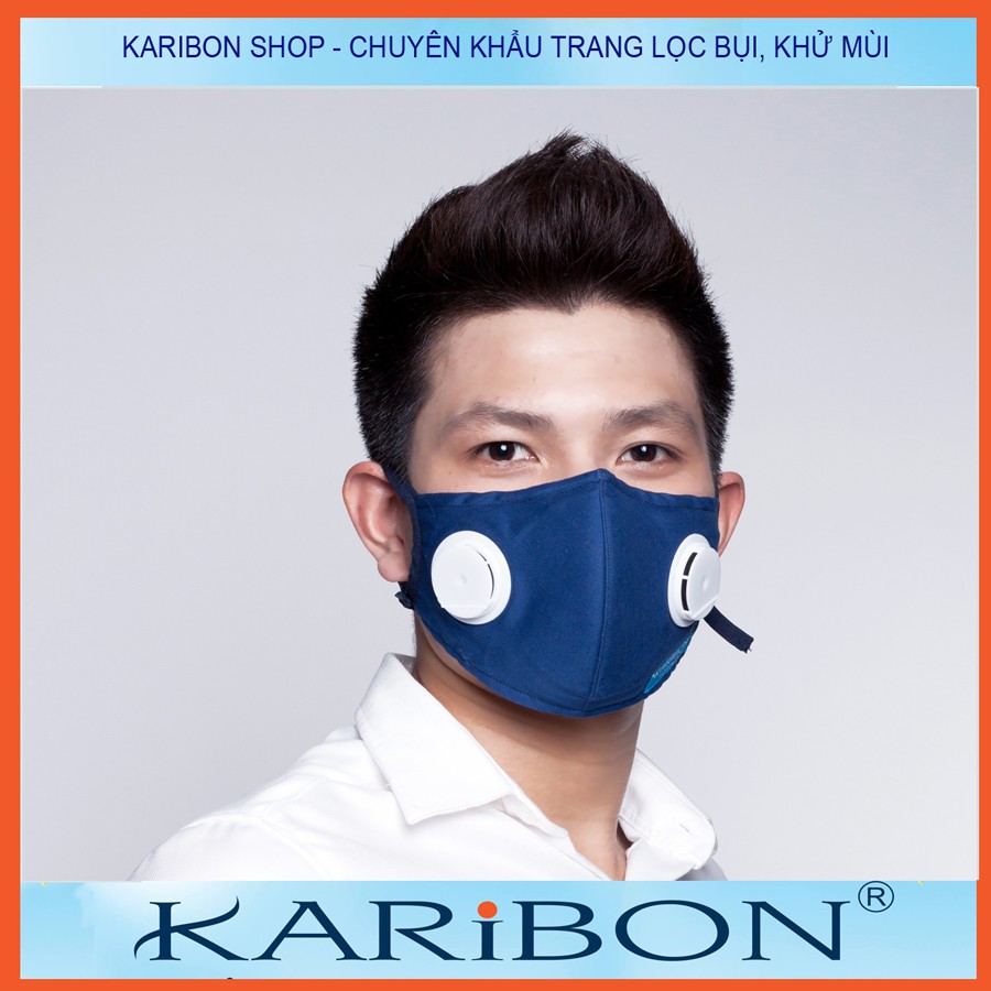 Khẩu trang Karribon Maxair 8 lớp có than hoạt tính và van thở 1 chiều người lớn