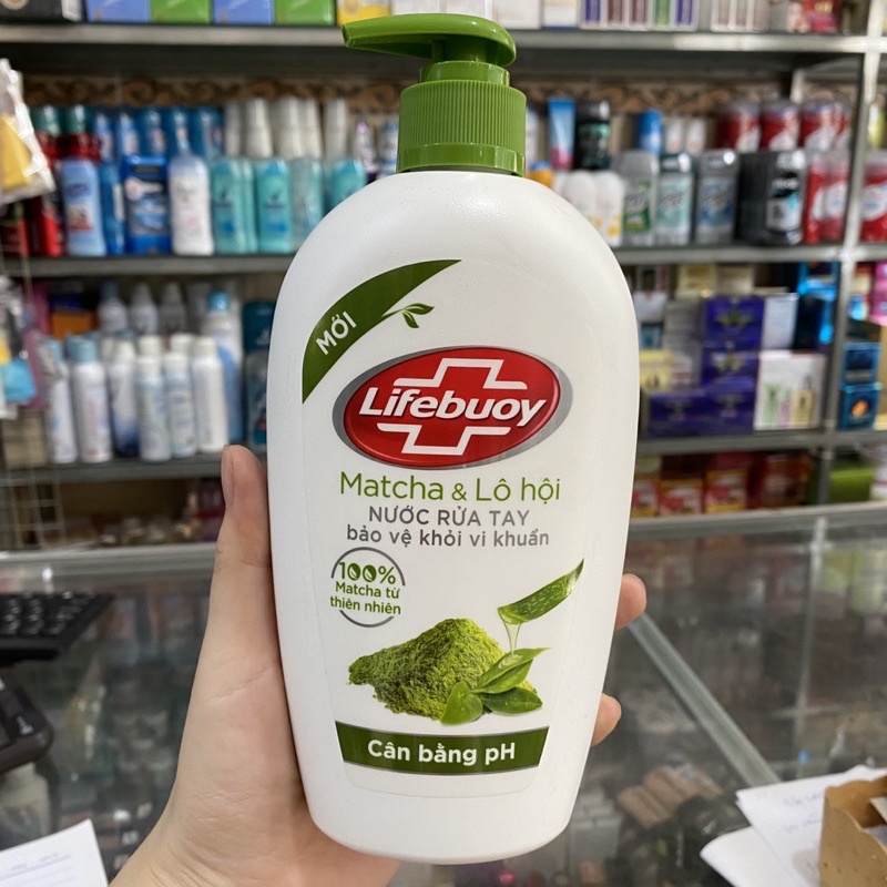 Nước rửa tay Lifebuoy matcha và lô hội 493ml