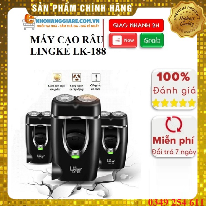 Dao cạo râu máy cạo râu điện mini chính hãng LINGKE pin sạc 2 lưỡi dao Model: LK 188 cho nam giới - Bảo hành 3 tháng