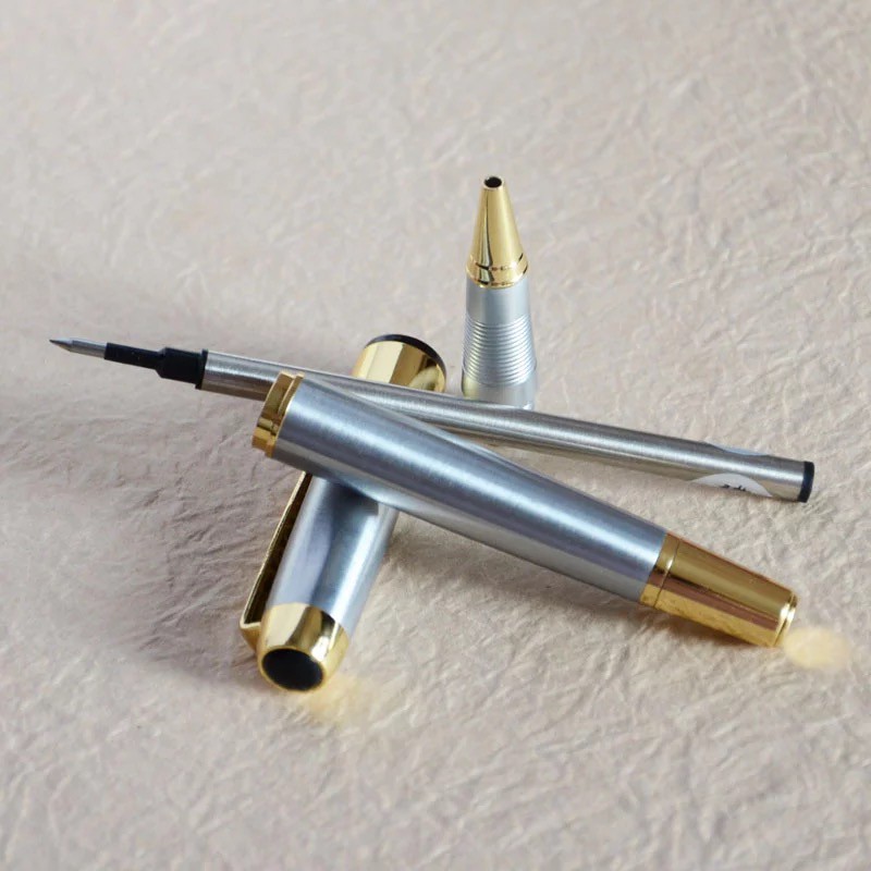 Bút ký viết gel vỏ hợp kim ánh bạc không gỉ sét ngòi 0.7mm B-250