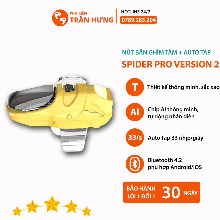Nút bắn Spider | Nút bắn chơi game hỗ trợ ghìm tâm + auto tap Spider version 2 cho Pubg Mobile, COD, Rules