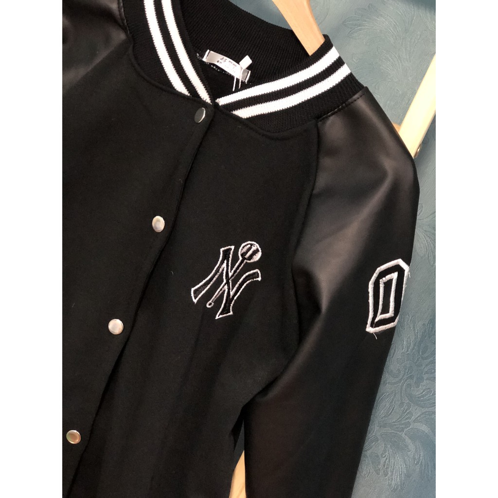 áo khoác bomber chất dạ mỏng pha tay da 1 màu đen thương hiệu T-Linh kèm ảnh thật | BigBuy360 - bigbuy360.vn