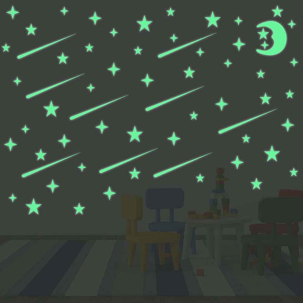 Đề Can Dán Trần Nhà Họa Tiết Ngôi Sao Dạ Quang Trang Trí Phòng Ngủ Cho Bé