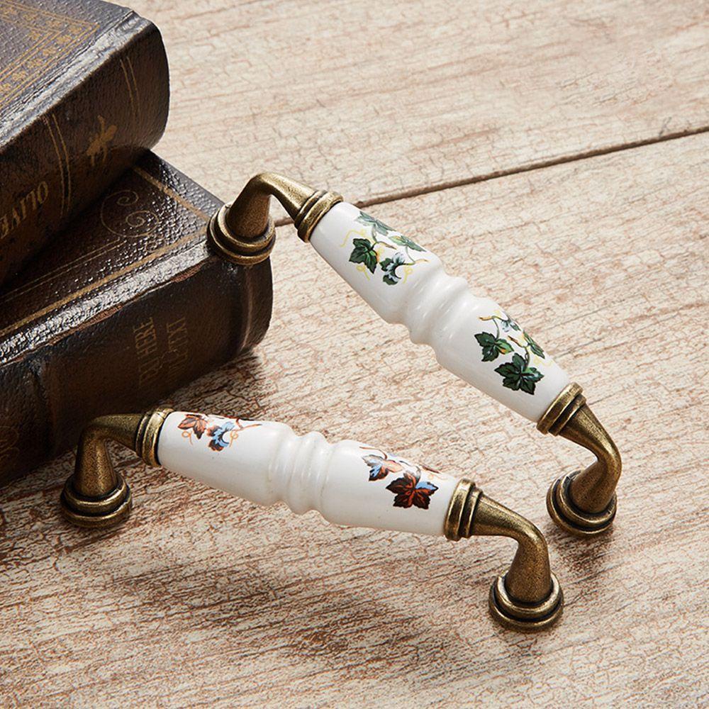 KUNHEV Tay Nắm Cửa Tủ Họa Tiết Lá Hoa Mẫu Đơn