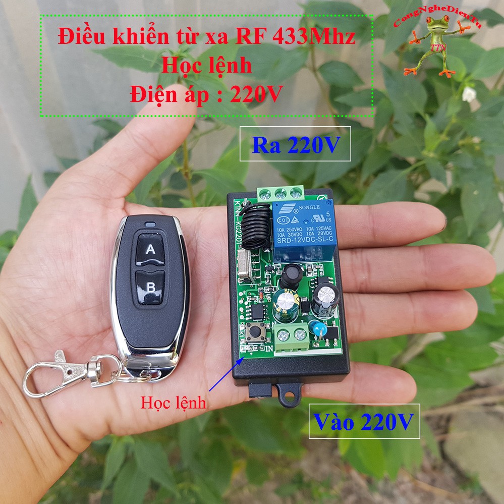 Bộ điều khiển từ xa RF học lệnh 433Mhz -220 volt --- 1 remote AB+ 1 board 220v