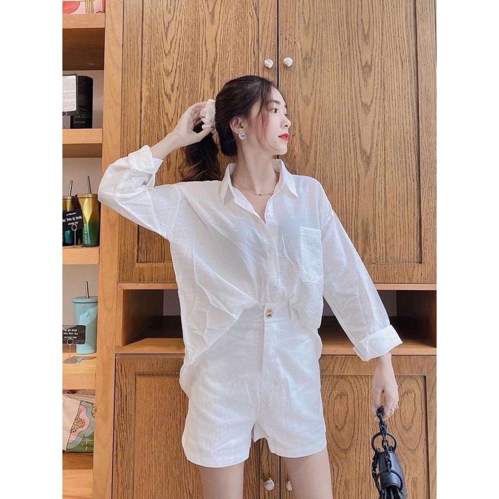 Set áo sơ mi nữ quần đùi đi biển mùa hè - Set đi biển nữ đẹp - mát - Vitalita.Cloth