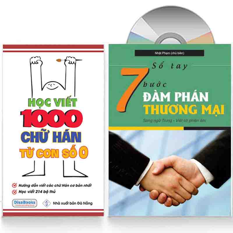 Sách - Combo: Học viết 1000 chữ Hán từ con số 0 + Sổ tay 7 bước đàm phán thương mại + DVD quà tặng