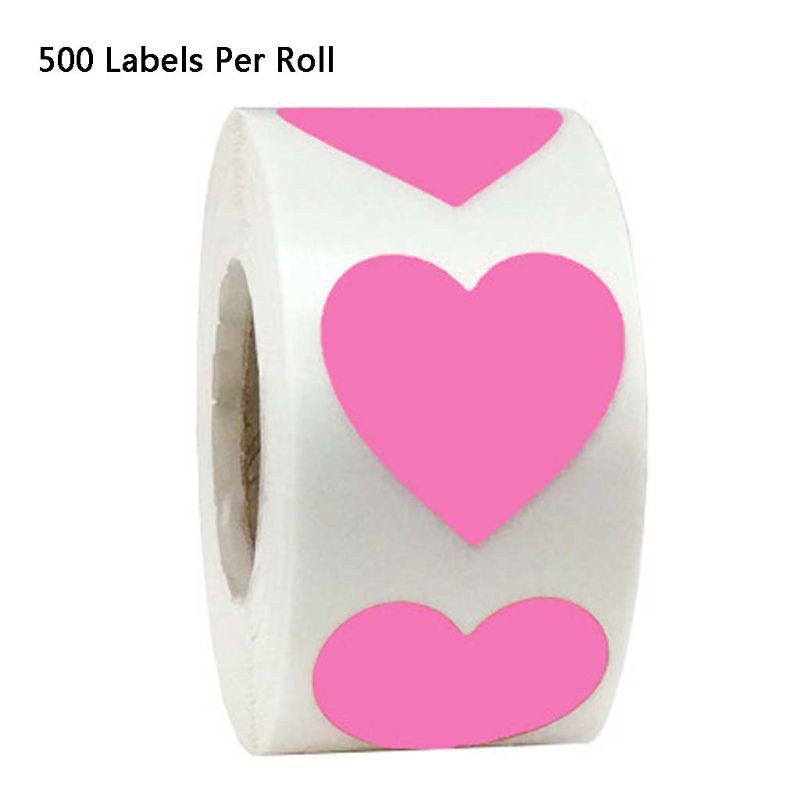 ✿ 500pcs/roll Heart Shaped Love Seal Stickers Scrapbook Gift Packaging Birthday Party Supplies