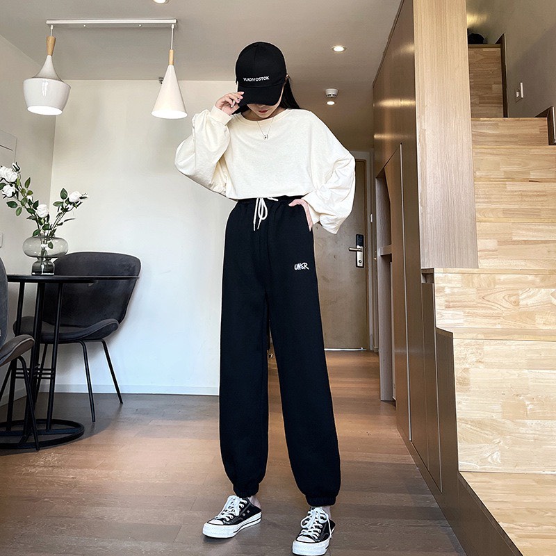 ❤ Gía rẻ ❤ Quần jogger thể thao nam thêu unsr chất liệu nỉ co giãn 4 chiều không nhăn xù bo ống chân phong cách Hàn Quốc
