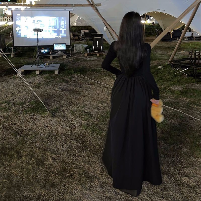 Đầm COZOK dài tay cổ tròn phong cách cổ điển thời trang cho nữ