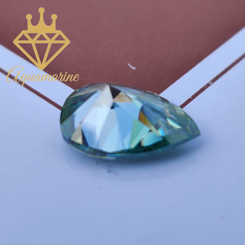 Kim cương nhân tạo Moissanite Pear Blue