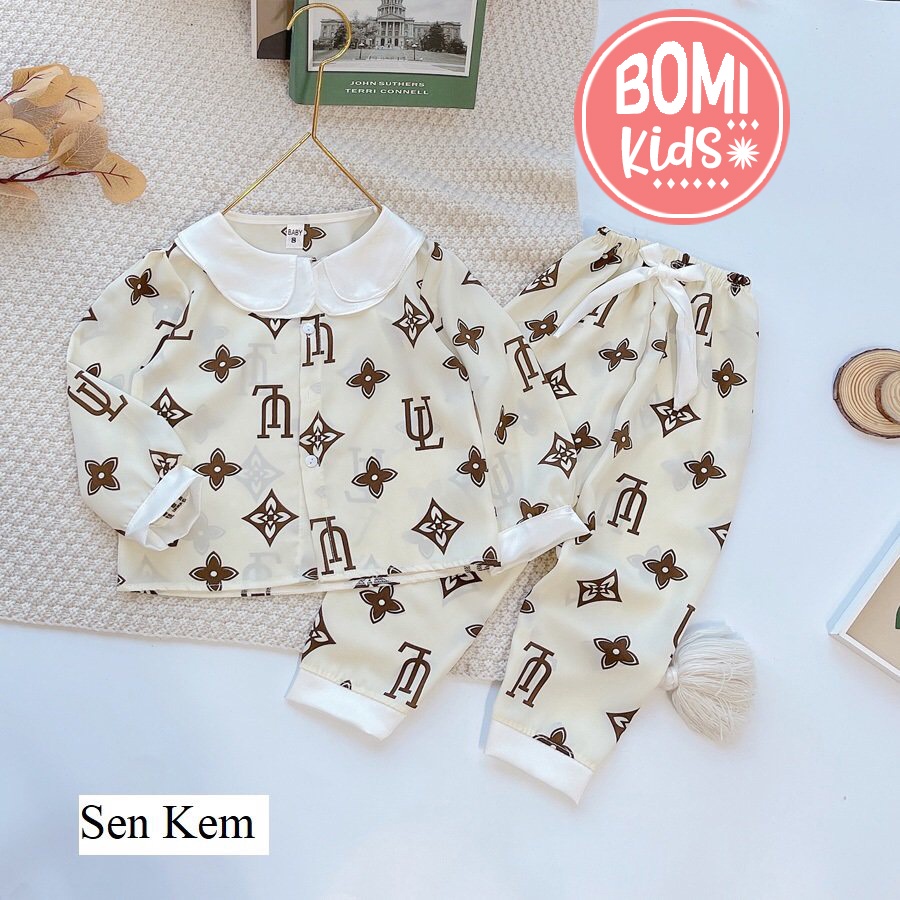 [14kg - 29kg] Đồ Bộ Bé Gái Mặc Nhà Dài Tay Pijama Lụa Cao Cấp Cho Bé Gái