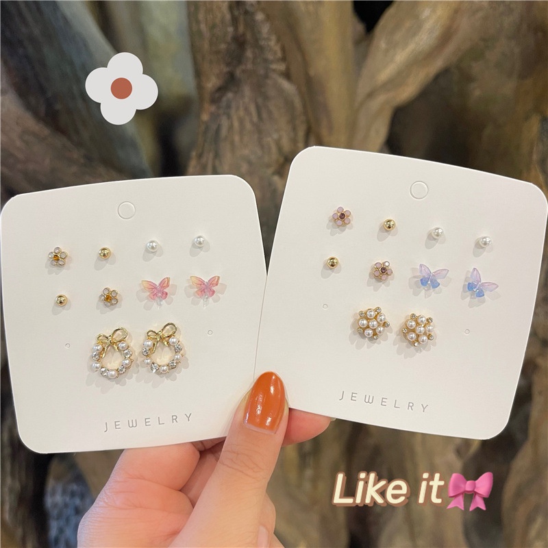 Set 5/6 đôi bông tai xinh xắn thời trang cho nữ