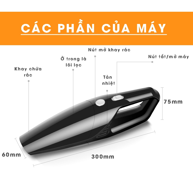 Máy Hút Bụi Cầm Tay Gia Đình Thông Minh 2 In 1 Có Dây, Lực Hút Siêu Mạnh 12000PA 600W Đa Năng Tiện Dụng - Tặng 9 Đầu Hút