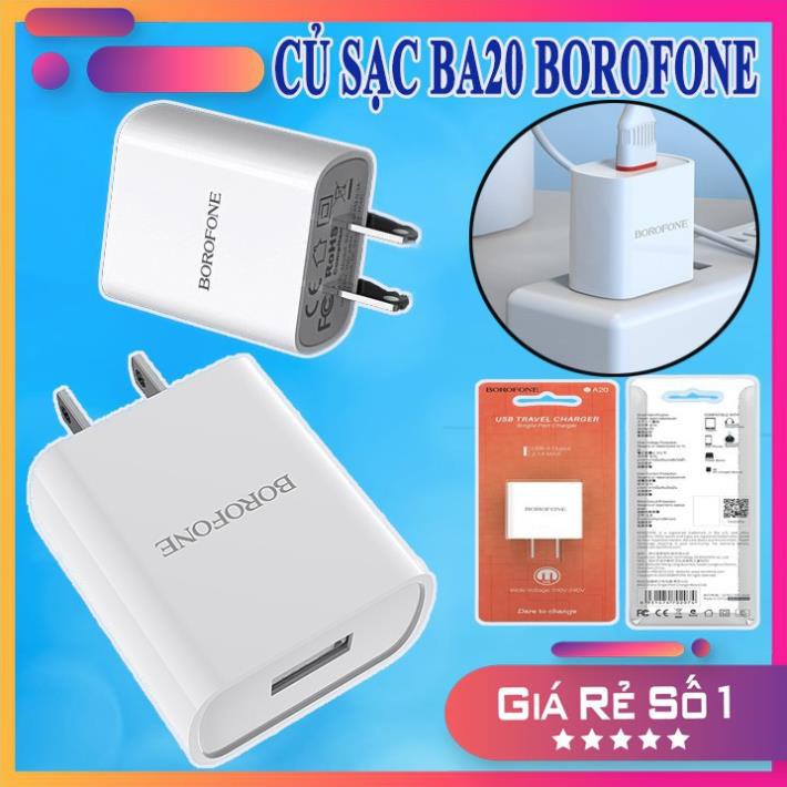 CỦ SẠC NHANH 1 CỔNG Borofone BA20 | Sạc Qua Đêm Không Bị Nóng | Lỗi 1 Đổi 1 33005 VuaPhuKien