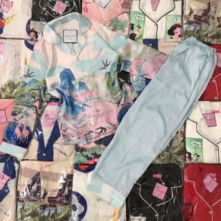 Đồ ngủ pijama lụa satin tay dài quần dài