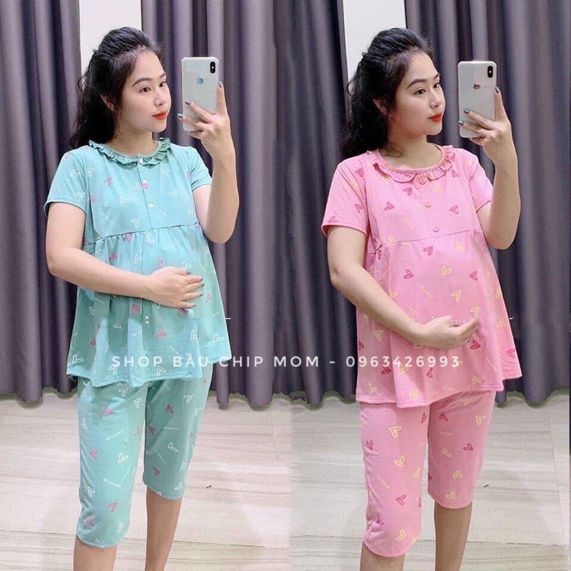 Bộ Bầu Hè Và Cho Con Bú B26 - Có Khoá Ti Kéo 2 Bên Tiện Lợi - Hàng Cotton Loại 1 Chuẩn Đẹp Mềm Mát Co Giãn 4 Chiều