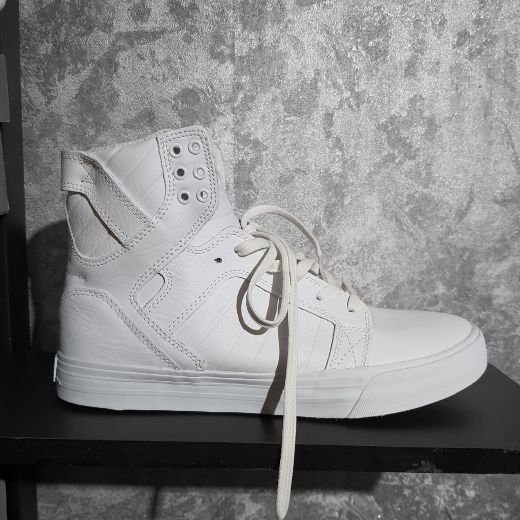 Giày Supra Top mới da thuộc trắng cho nam