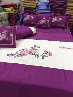 Sét 3 món ga gối xoa satin 1,6m x2m