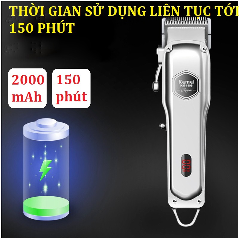 Tông đơ cắt tóc Kemei 1998, Lưỡi kép bằng thép không gỉ  - Hàng cao cấp bảo hành chính hãng  12 tháng