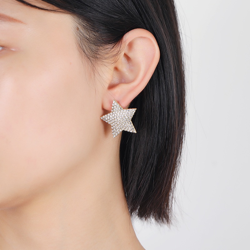 Bông Tai Đính Đá Hình Ngôi Sao Phong Cách Thời Trang Âu Mỹ