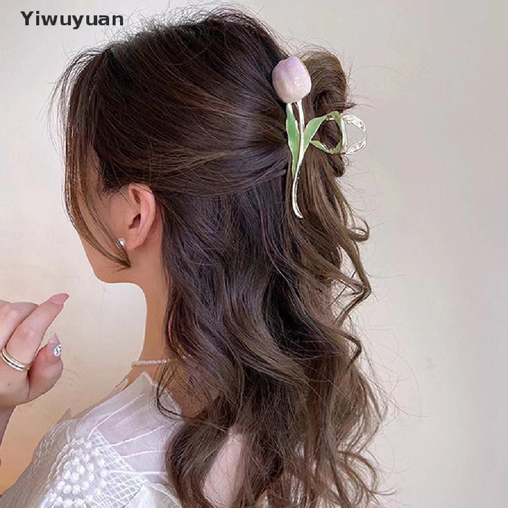 < Yiwuyuan > Kẹp Tóc Hoa Tulip / Cá Mập Phong Cách Vintage Ngọt Ngào Cho Nữ