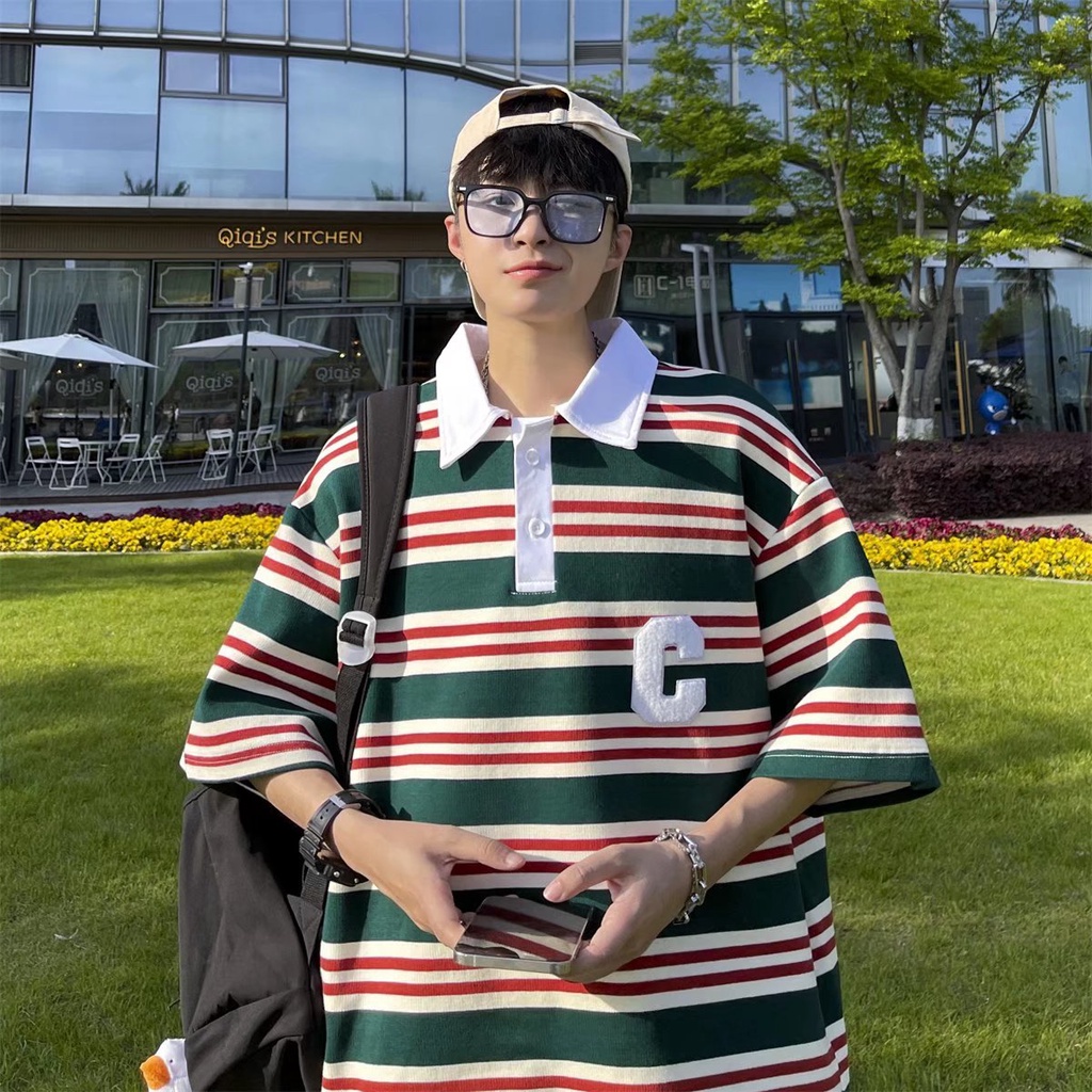 Áo polo Ngắn Tay Họa Tiết Sọc Ngang Thời Trang Dành Cho Nam