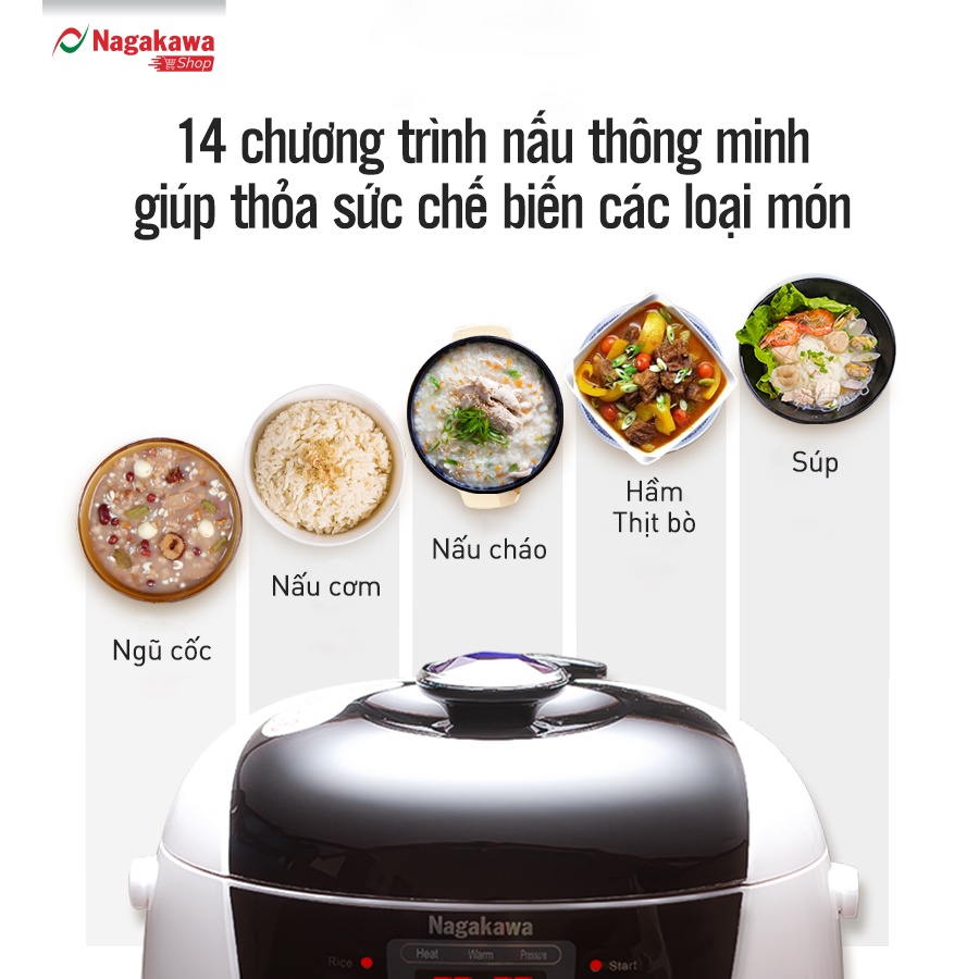 Nồi Áp Suất Điện Tử Nagakawa NAG0206 (6.0 Lít) - Hàng Chính Hãng