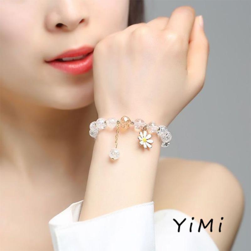 Vòng tay tua rua hoa cúc xỏ hạt pha lê phong cách Hàn Quốc