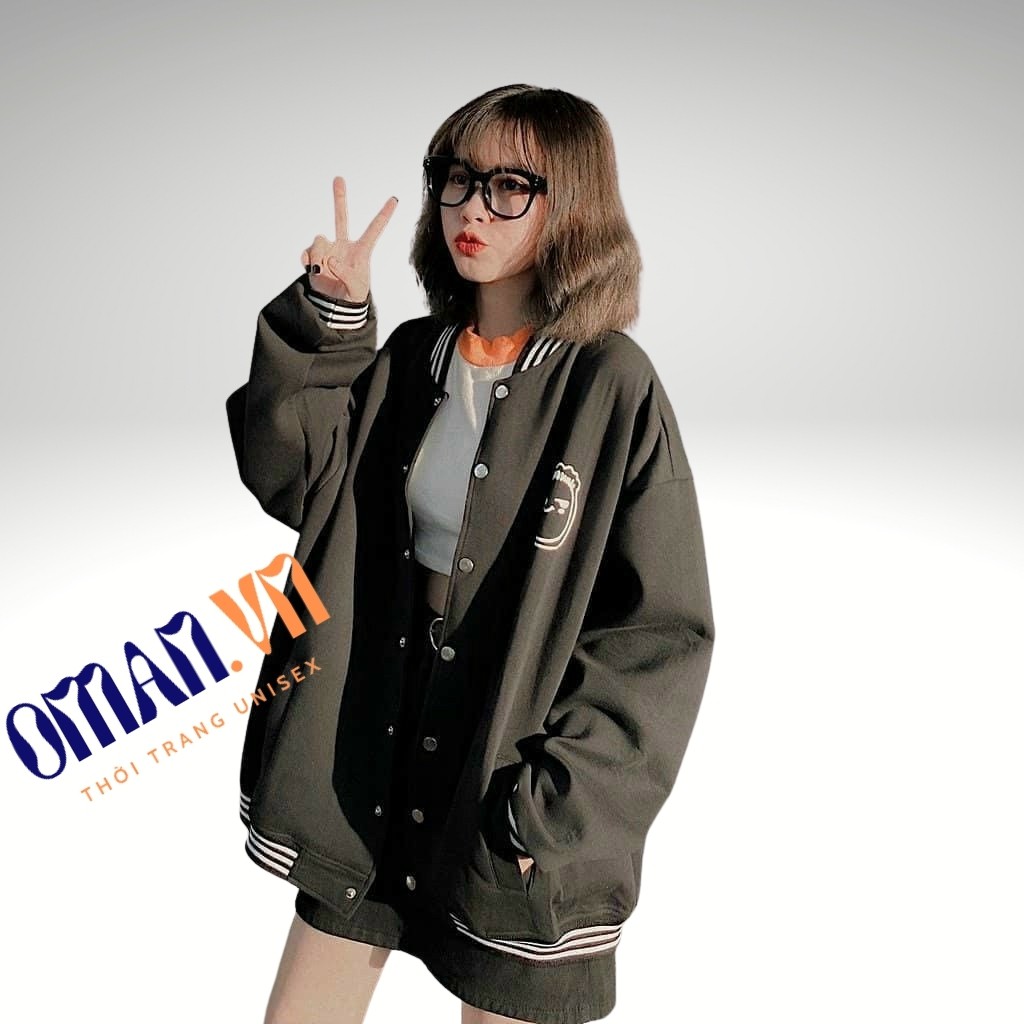 Áo khoác nỉ bomber Mặt cười bé form rộng Unisex Oman | BigBuy360 - bigbuy360.vn