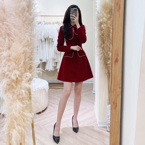 Đầm dự tiệc, đầm dạo phố cổ sen tròn phối túi tay dài siêu xinh - Hali Dress | BigBuy360 - bigbuy360.vn