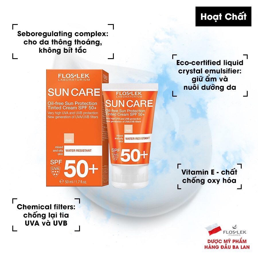 Kem chống nắng FLOSLEK SUN CARE OIL-FREE TONING CREAM SPF 50+ 50ml